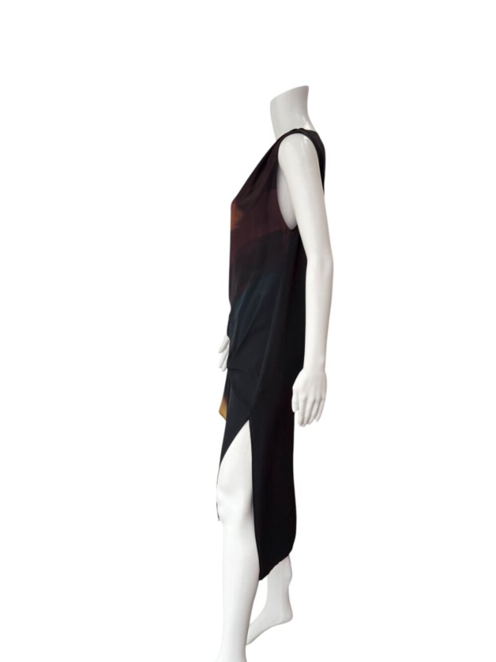 $325 AllSaints Black Ruched Gathered Mini Silk Riviera Ochre Dress size 4/FR 36 - Picture 8 of 10